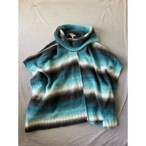 G.H. Bass Shawl Sweater Womens Medium Blue Striped Sleeveless‎ Pullover New.